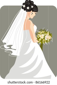 Ilustración vectorial de una hermosa novia.