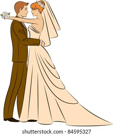 Vector Illustration of beautiful bride and groom