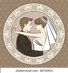 Vector Illustration of beautiful bride and groom