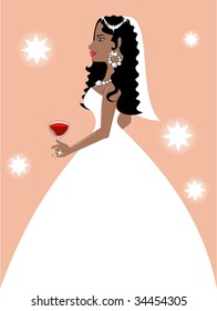 Vector Illustration of a Beautiful Bride at her Wedding.