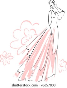 Vector illustration of Beautiful Bride Smiling