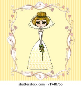 vector illustration of beautiful bride for your invitation