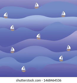 Vector illustration. Beautiful, bright, simple illustration of sea and boat. Marine illustration. 
