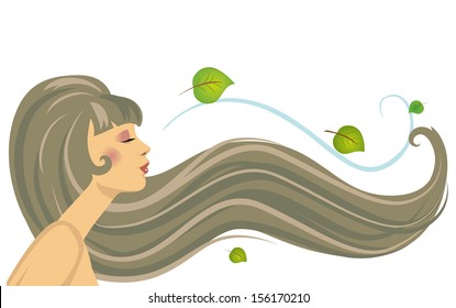 Vector illustration of a beautiful brown head girl