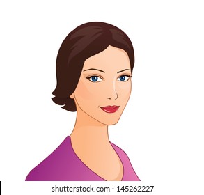 Vector illustration of a beautiful brunette girl