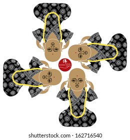 Vector illustration of beautiful buddha figure. Chinese Calligraphy Fo, Translation: Buddha/ Buddhism 