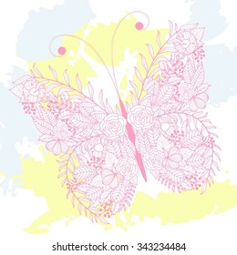 Vector illustration with beautiful butterfly