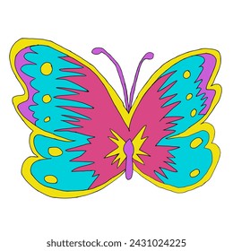Vector illustration beautiful butterfly with 2D pop art style concept. Suitable for children's story books, wallpaper, wall decorations, book covers, birthday cards, etc.