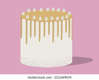 Vector illustration of a beautiful cake on a pink background.