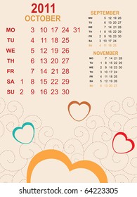 ilustración vectorial de la hermosa calénder para 2011