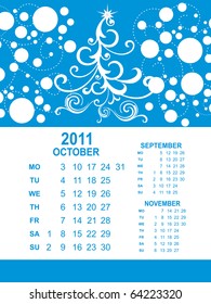 vector illustration of beautiful calender for 2011