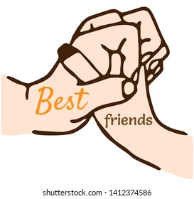 Vector illustration beautiful card for friendship day with holding promise hand. vector illustration. Illustration Of Holding Hands,Promise Friends Forever,Beautiful Greeting Happy Friendship Day.