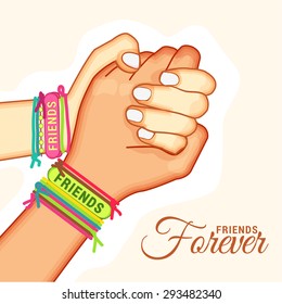 Vector Illustration Beautiful Card For Friendship Day With Holding Promise Hand. Vector Illustration