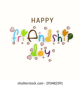 Vector illustration beautiful card for friendship day with colorful text heart. vector illustration