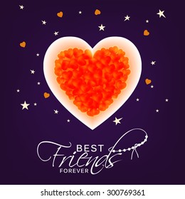 Vector illustration beautiful card for friendship day with colorful text heart