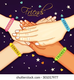 Vector illustration beautiful card for friendship day with promise hands. vector illustration