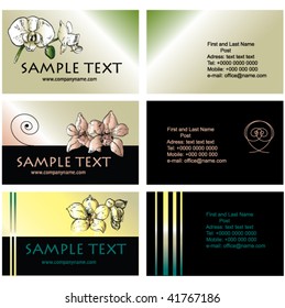 Vector illustration beautiful cards with orchids front and back