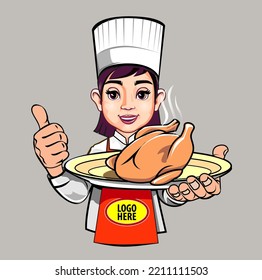 vector illustration, beautiful cef, as the mascot for the fried chicken culinary business.

