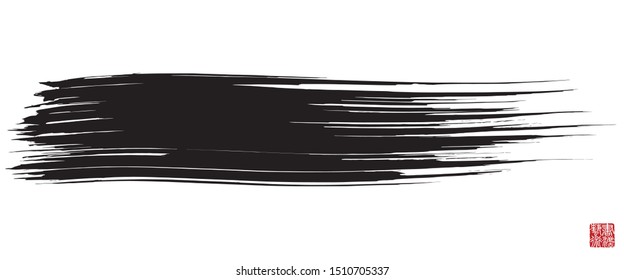 Vector illustration of beautiful chinese calligraphy stroke isolated on white background. Rightside chinese seal translation: Calligraphy Art.
