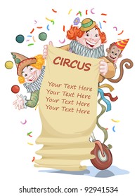 Vector illustration, beautiful circus invitation, card concept, white background.