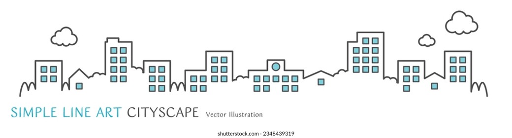 Vector illustration of a beautiful cityscape with schools, buildings, houses, etc.