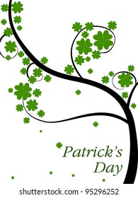 Vector illustration of beautiful clover tree on with text for St. Patrick's Day. isolated on white.