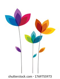 Vector illustration of beautiful and colorful flowers