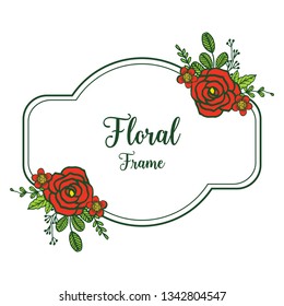 Vector illustration beautiful colorful frame floral and leaves hand drawn