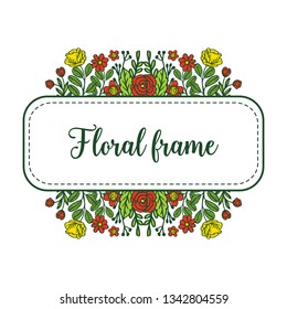 Vector illustration beautiful colorful frame floral and leaves hand drawn