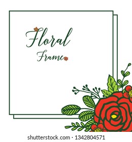 Vector illustration beautiful colorful frame floral and leaves hand drawn