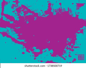 Vector illustration of beautiful and colourful chinese calligraphy stroke, grunge background. Ink splatters. Dirty artistic design element. Rightside chinese seal translation: Calligraphy Art. 