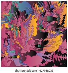 Vector illustration beautiful coral underwater background pattern