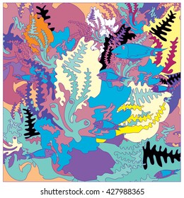 Vector illustration beautiful coral underwater background pattern