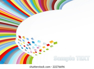 Vector illustration of a beautiful corner rainbow wall falling into pieces of colorful squares. Corner design.