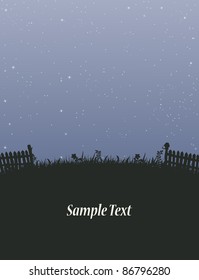 Vector illustration, beautiful country field, card concept.