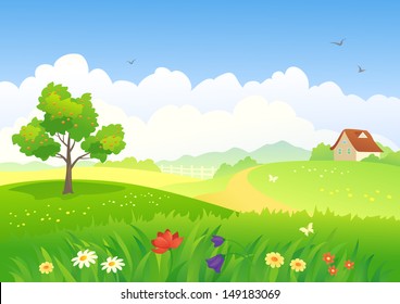 Vector illustration of a beautiful country landscape