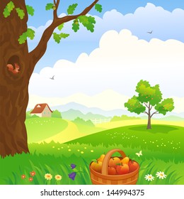 Vector illustration of a beautiful countryside