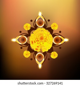 Vector illustration of beautiful and creative oil lamp for Diwali festival.