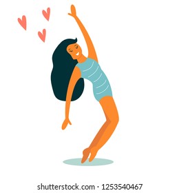 Vector illustration of beautiful dancing girl in swimsuit