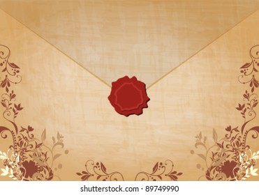 Vector illustration of beautiful, detailed, floral vintage envelope for festive occasions