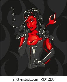 Vector Illustration of a beautiful Devil Woman