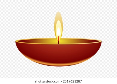 Vector illustration of beautiful diya on transparent background