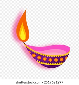 Vector illustration of beautiful diya on transparent background