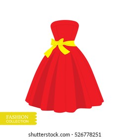 Vector illustration of a beautiful dress. Flat dress icon. 