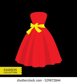 Vector illustration of a beautiful dress. Flat dress icon. 