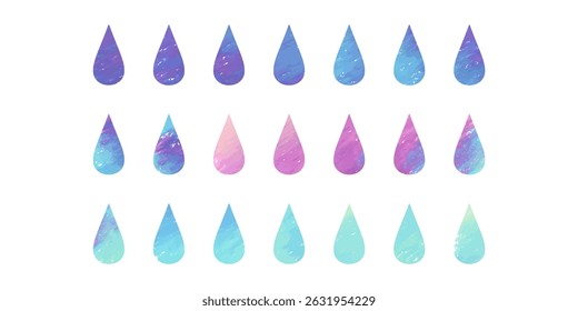 Vector illustration of beautiful drops in rainbow paint.