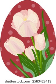 Vector illustration of a beautiful Easter egg with flowers
