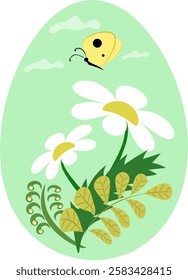 Vector illustration of a beautiful Easter egg with flowers