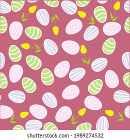 vector illustration of beautiful easter eggon pink background