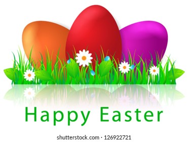 Vector illustration of beautiful Easter eggs greeting card